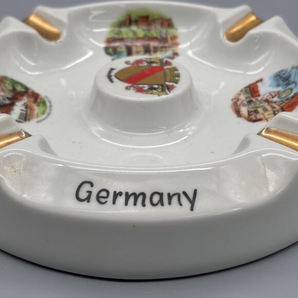 Vintage Sollingen Germany Ceramic Souvenir Ashtray with Gold Trim and Landmarks - Picture 3 of 5